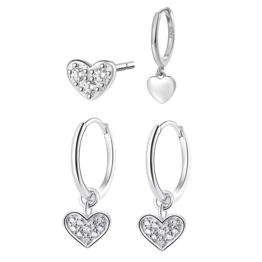 Ohrringe Hey Happiness | Sweetheart Sterlingsilber Ohrringe Set Silver