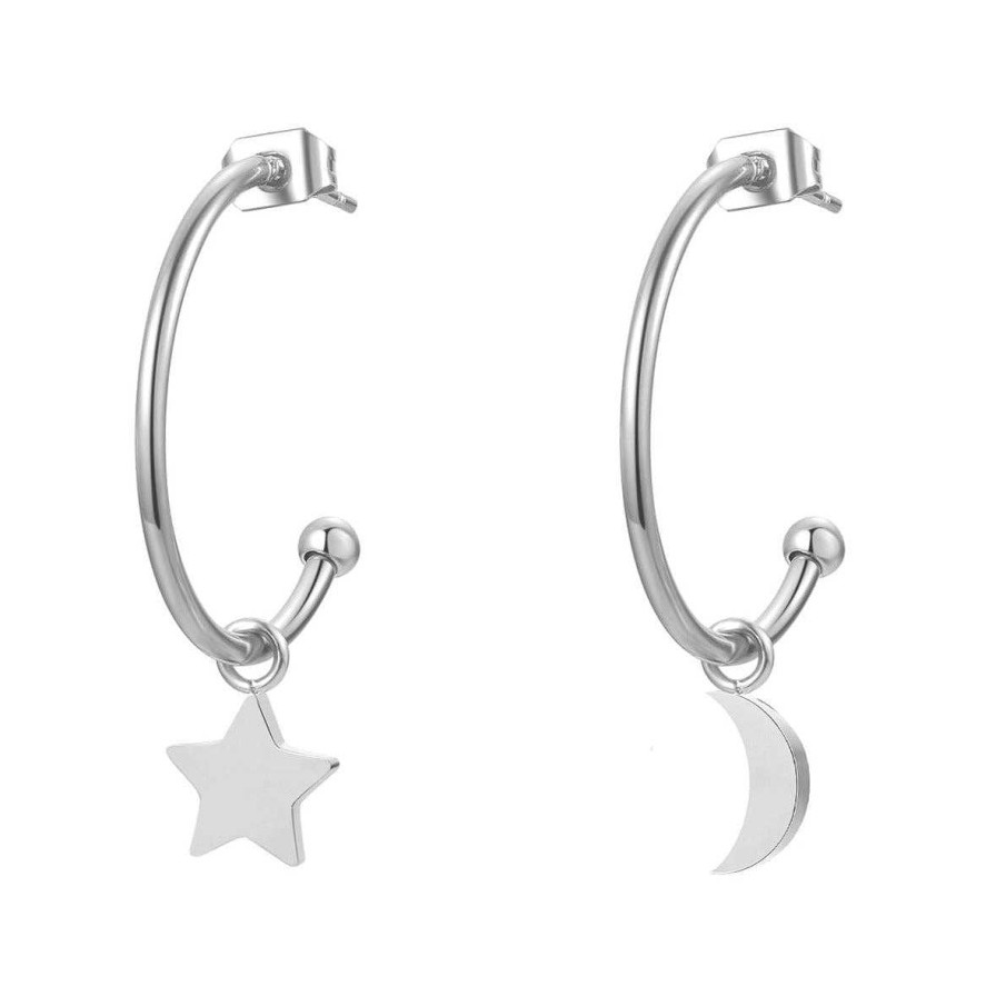 Ohrringe Hey Happiness | Mond Und Stern Creolen In Silber Silver