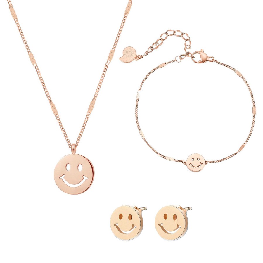 Ohrringe Hey Happiness | Smiley Schmuckset In Rosegold Rose Gold