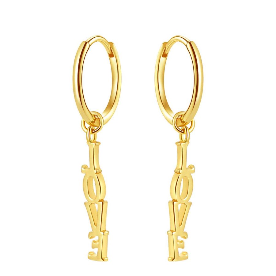 Ohrringe Hey Happiness | Creolen Love Anh Nger Sterlingsilber In Gold