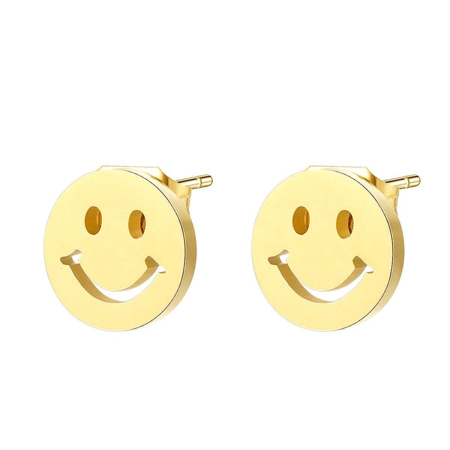 Ohrringe Hey Happiness | Smiley Gesicht Ohrstecker In Gold