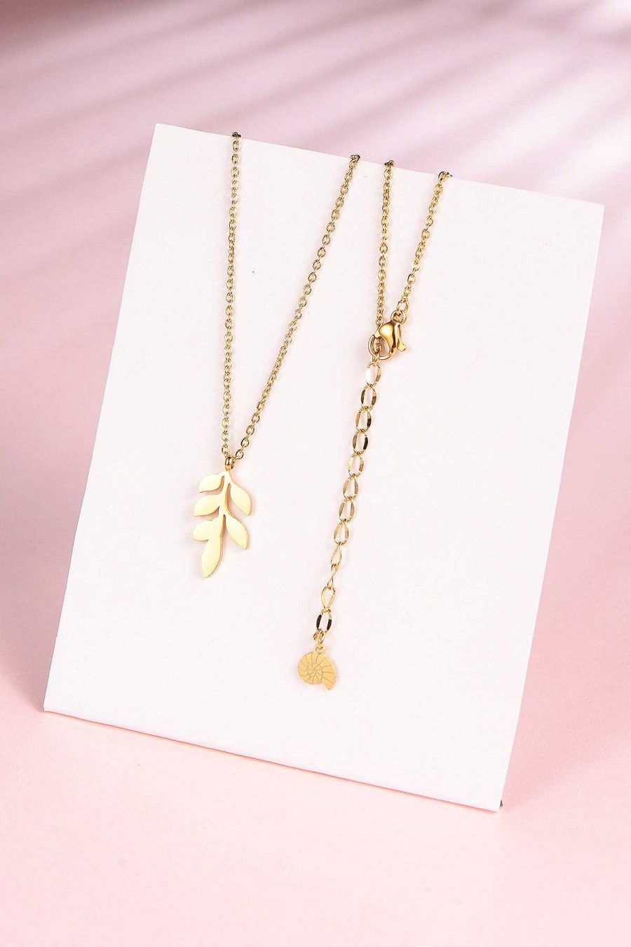 Ketten Hey Happiness | Feine Kette Mit Blatt Anh Nger In Farbe Gold