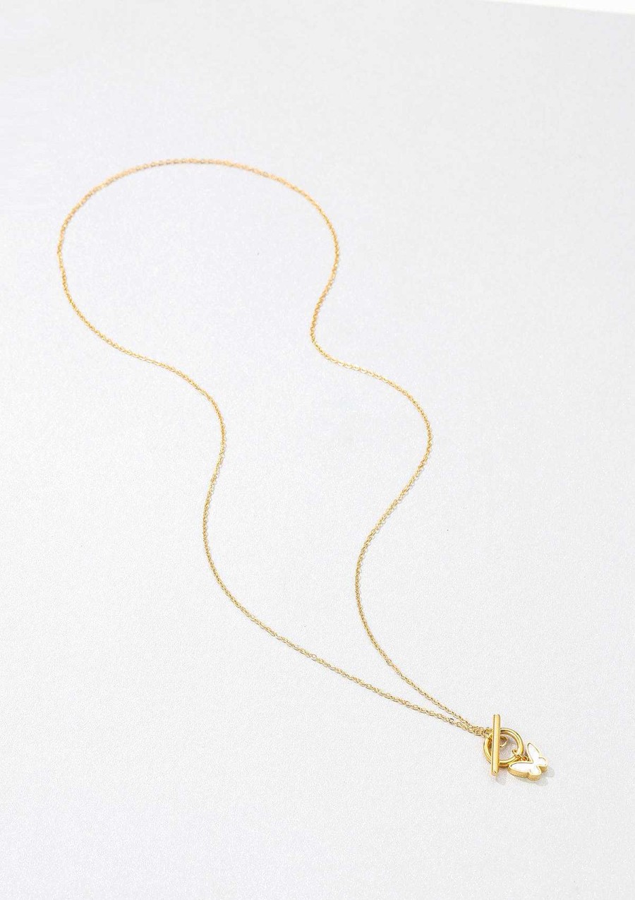 Ketten Hey Happiness | Schmetterling Kette Mit Knebelverschluss In Gold