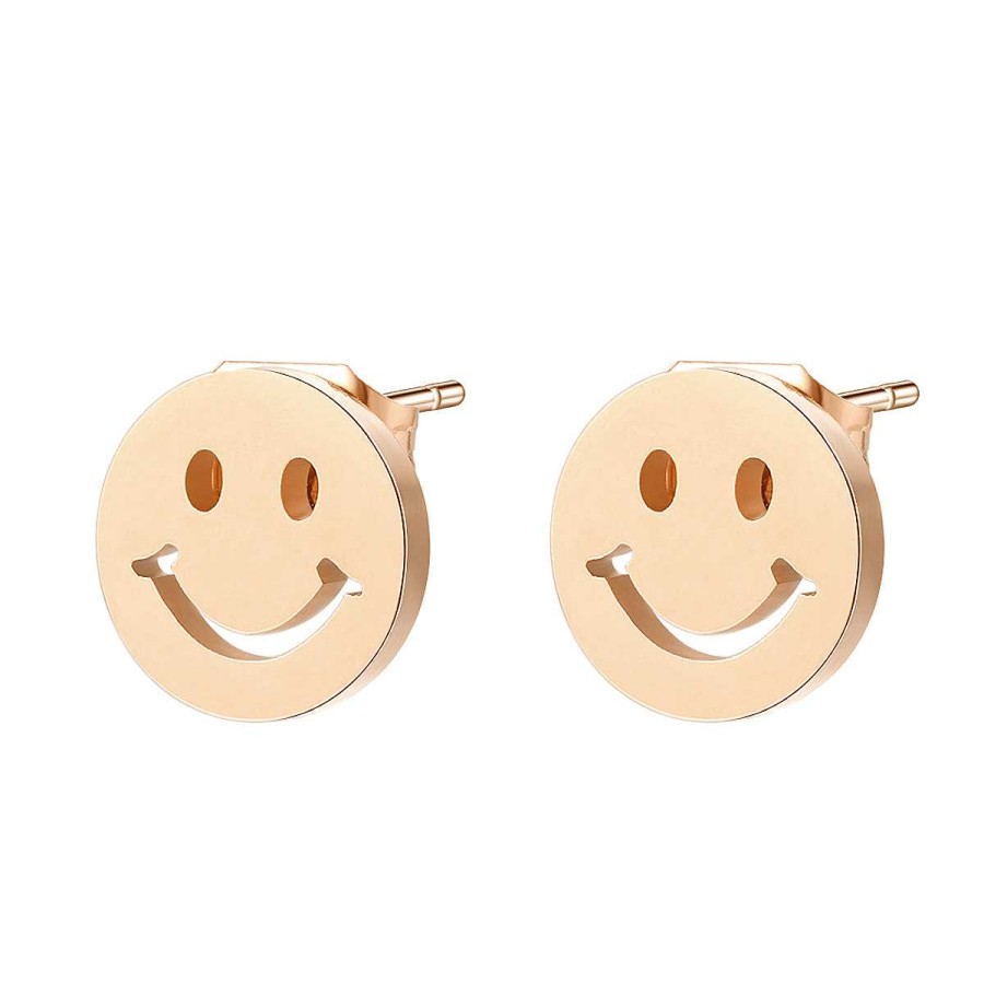 Ohrringe Hey Happiness | Smiley Gesicht Ohrstecker In Rosegold Rose Gold