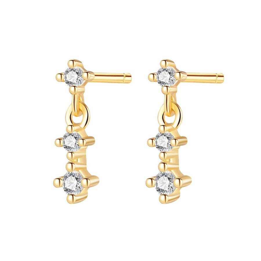 Ohrringe Hey Happiness | Trio Tropfen-Ohrstecker Aus Sterlingsilber In Gold