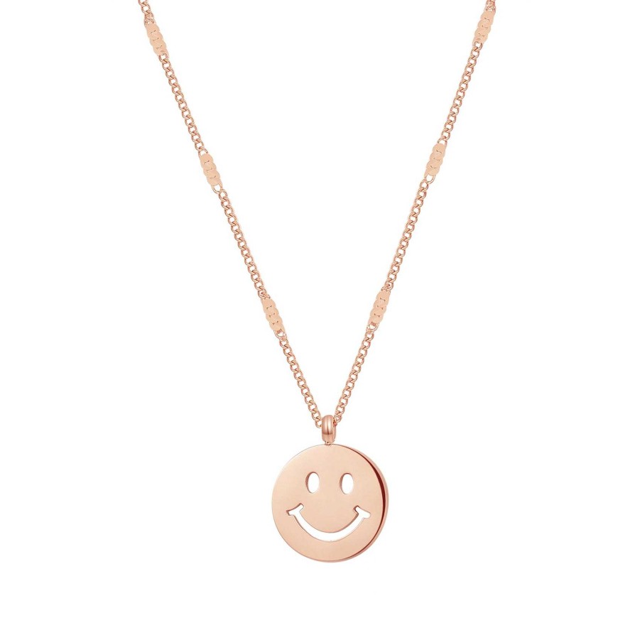 Ketten Hey Happiness | Smiley Gesicht Anh Nger Kette In Rosegold Rose Gold