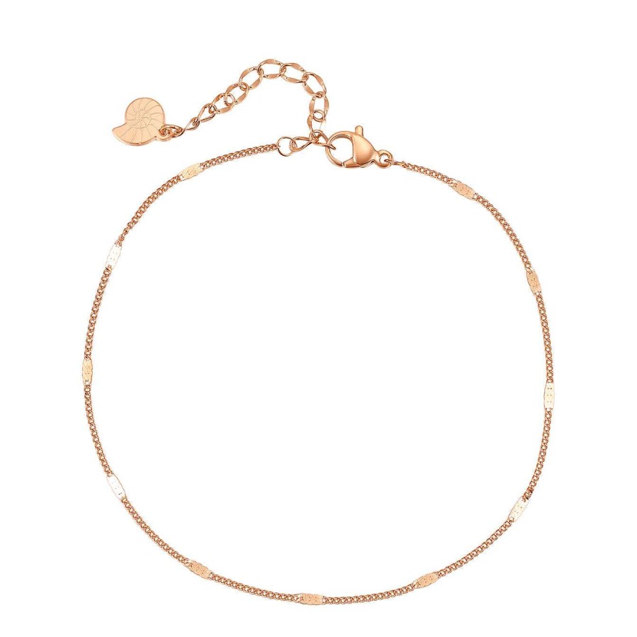 Fu Kettchen Hey Happiness | Abgeflachte Fu Kette Im Panzerkette-Design In Rosegold Rose Gold