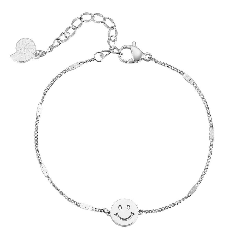 Armb Nder Hey Happiness | Smiley Gesicht Anh Nger Armband In Silber Silver