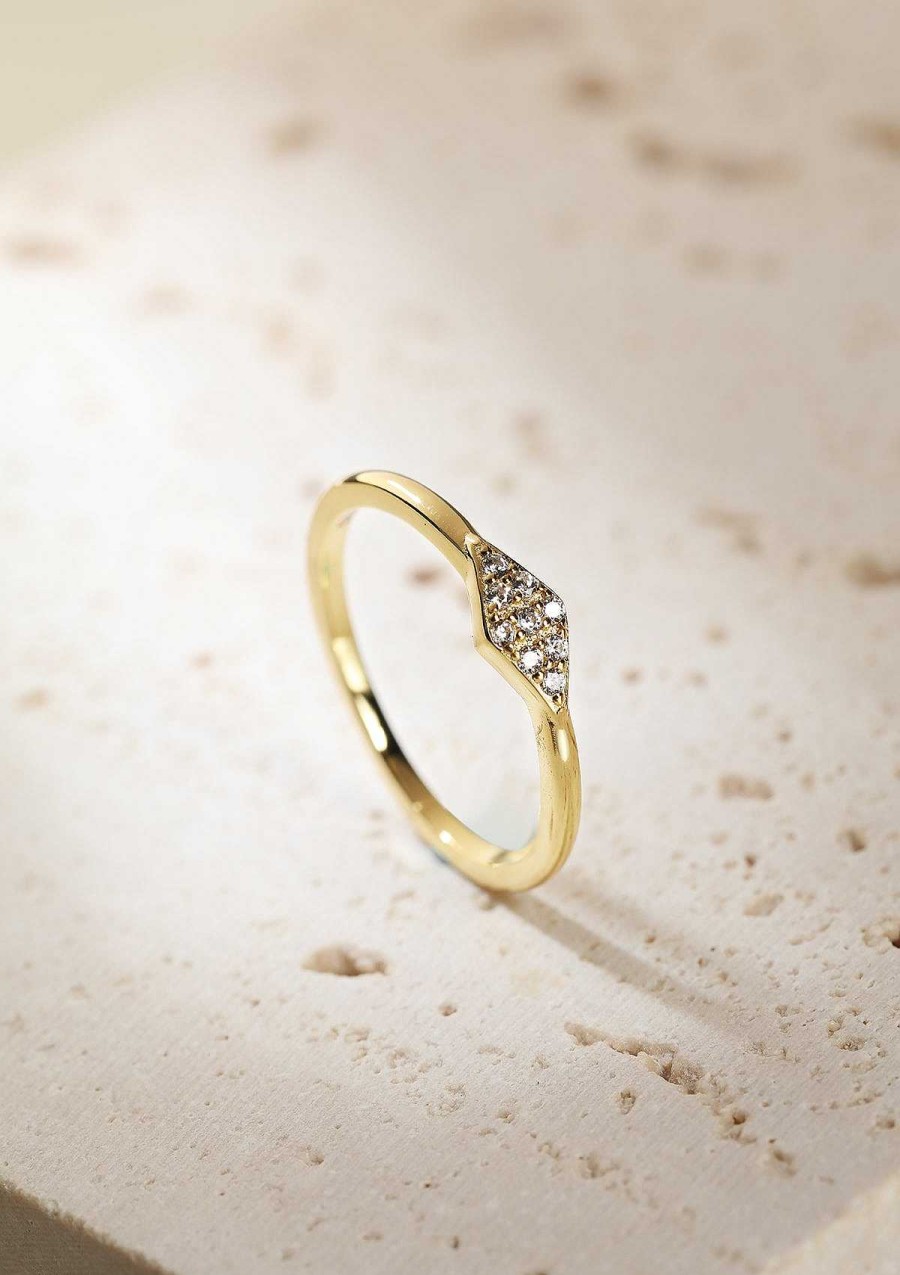 Ringe Hey Happiness | Schlanker Ring Diamant-Optik Sterlingsilber In Gold