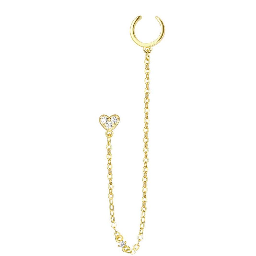 Ohrringe Hey Happiness | Herz Ear Cuff Ver Eter Sterlingsilber Gold