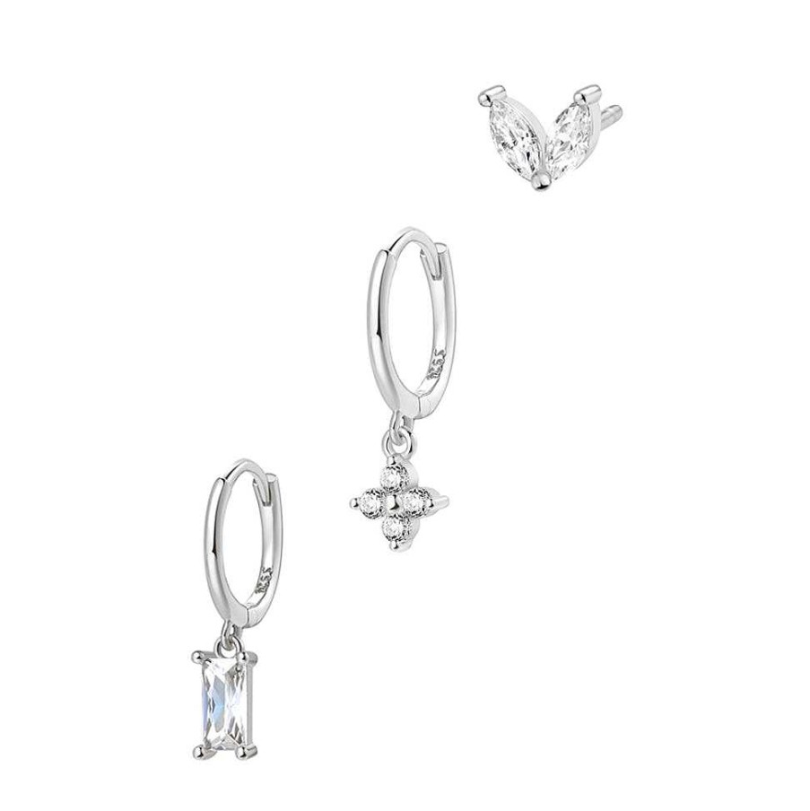 Layering Schmuck Hey Happiness | 3Er Set Stacking Ohrringe Sterlingsilber Silver