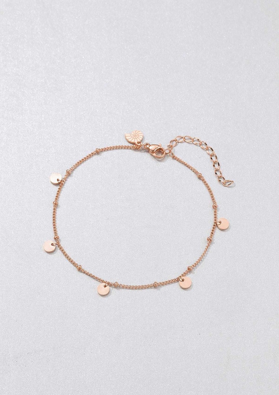 Fu Kettchen Hey Happiness | Fu Kettchen Mit Runden Pl Ttchen Anh Ngern In Rosegold Rose Gold