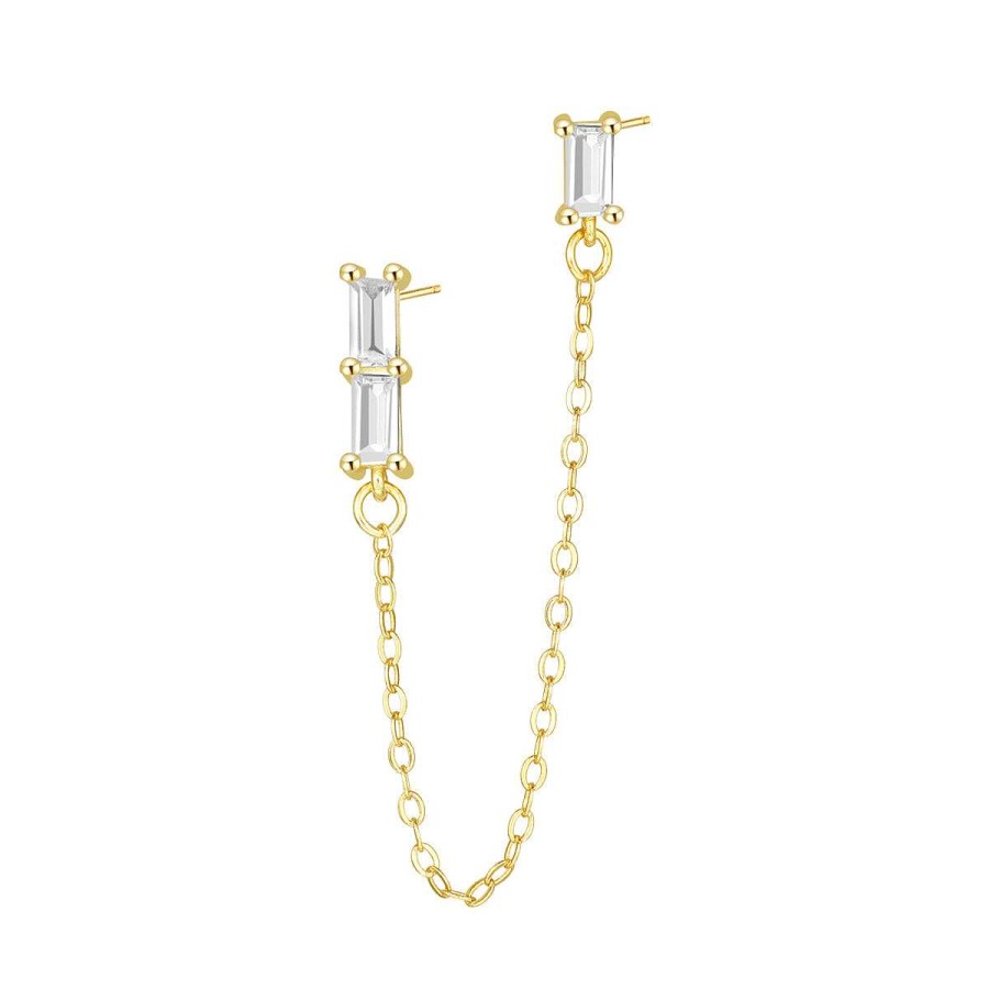 Ohrringe Hey Happiness | Baguette Ear Cuff Ver Eter Sterlingsilber Gold