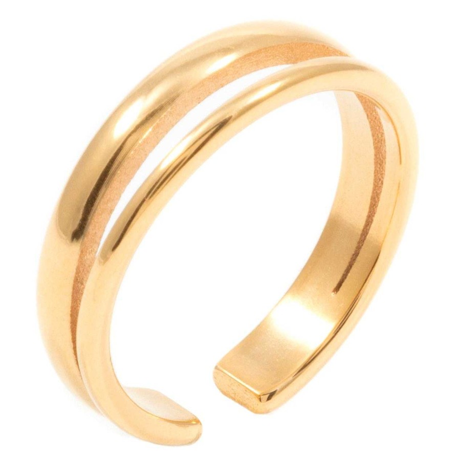 Ringe Hey Happiness | Schlichter Doppel Band Ring Gold