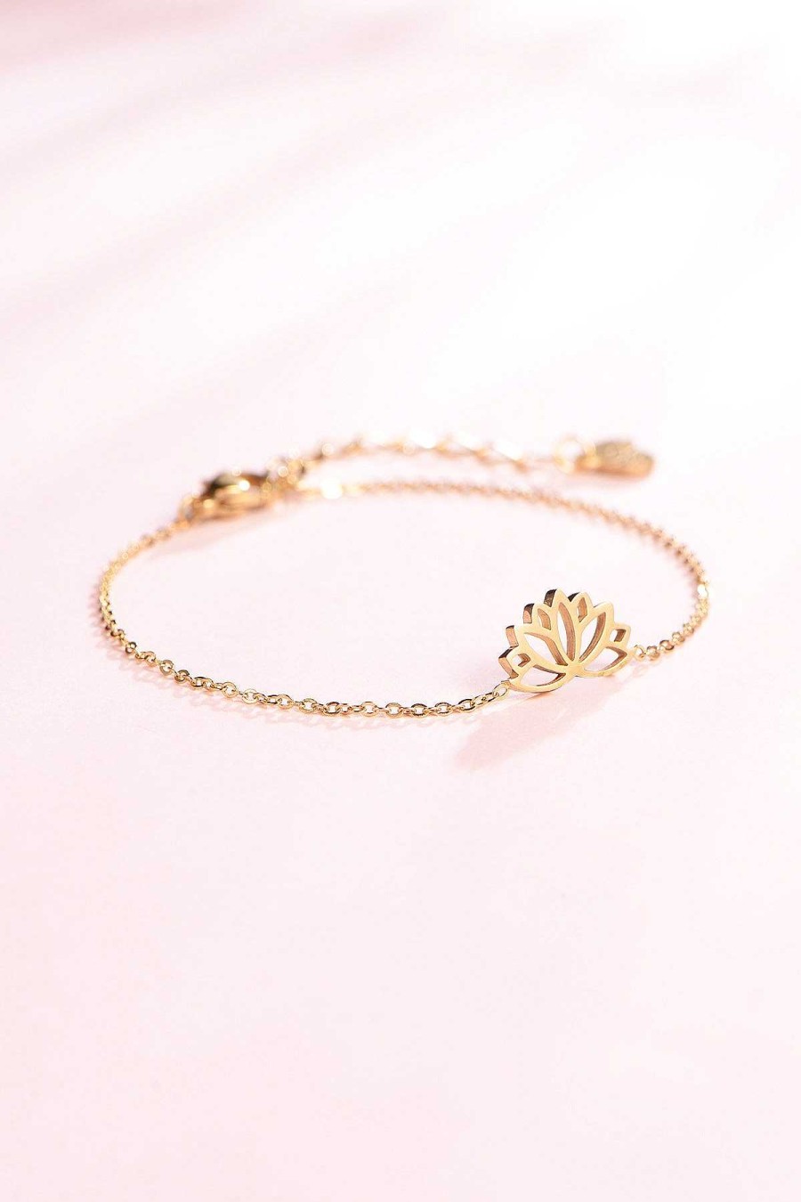 Armb Nder Hey Happiness | Lotus Armband In Farbe Gold