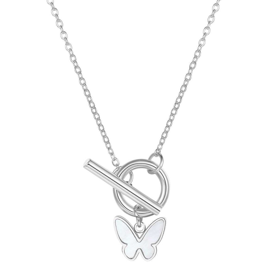 Ketten Hey Happiness | Schmetterling Kette Mit Knebelverschluss In Silber Silver