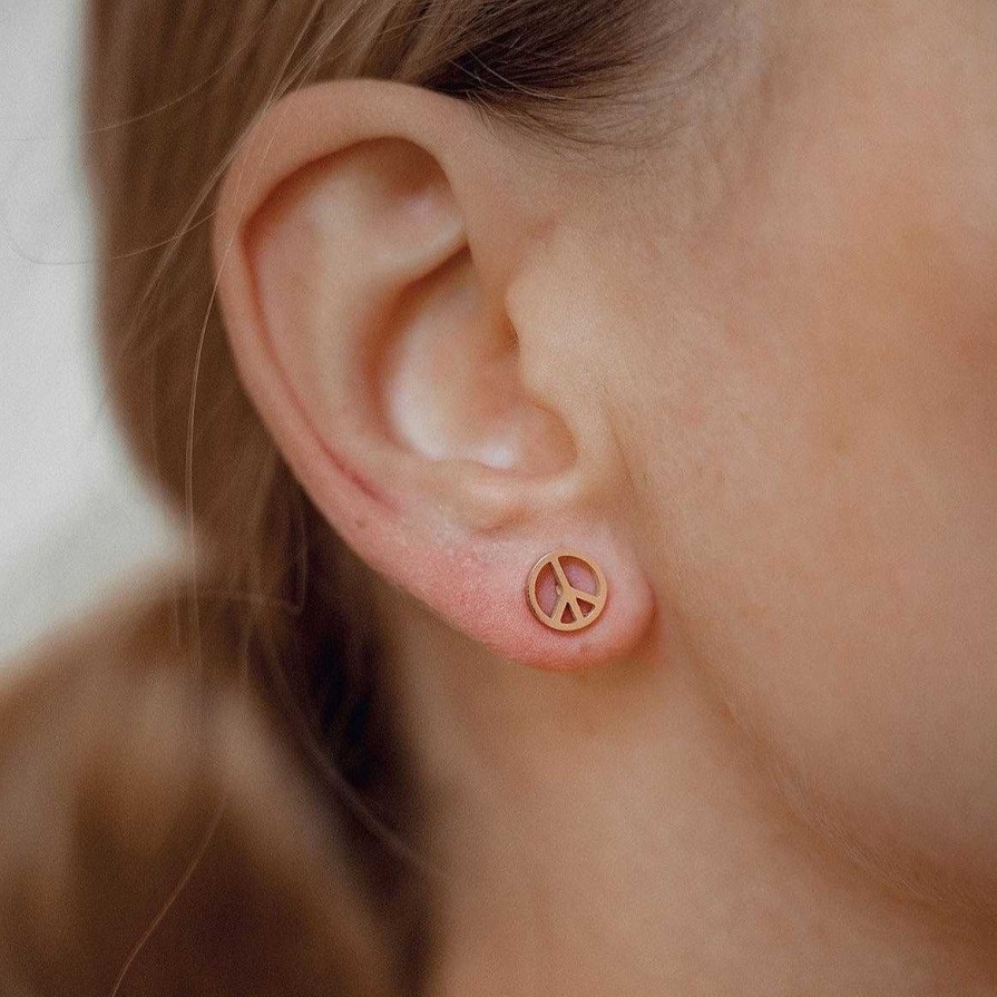 Ohrringe Hey Happiness | Friedenszeichen Ohrstecker In Rosegold Rose Gold