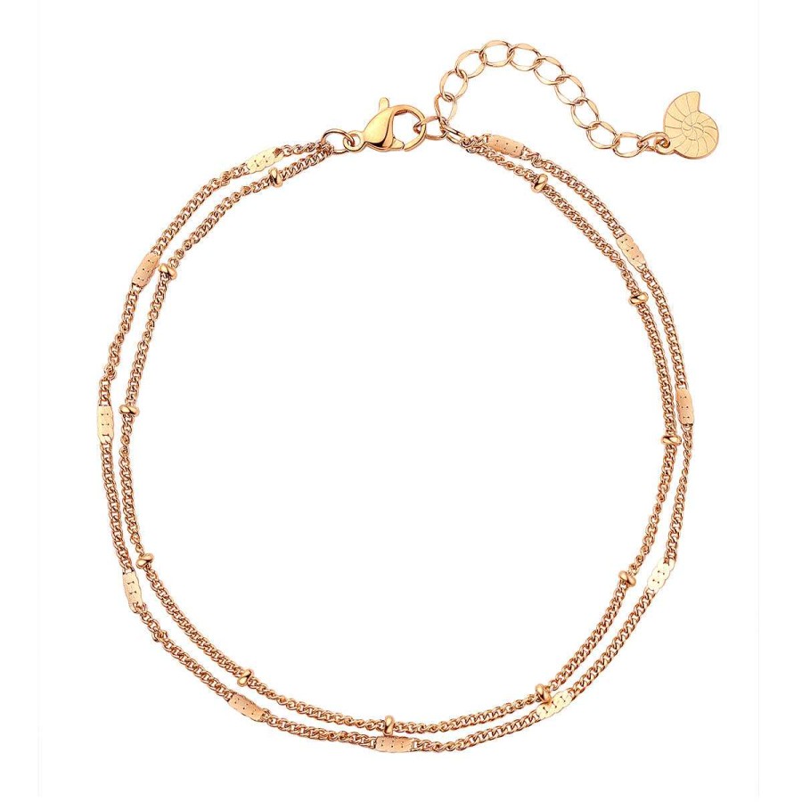 Fu Kettchen Hey Happiness | Zweireihige Fu Kette In Rosegold Rose Gold