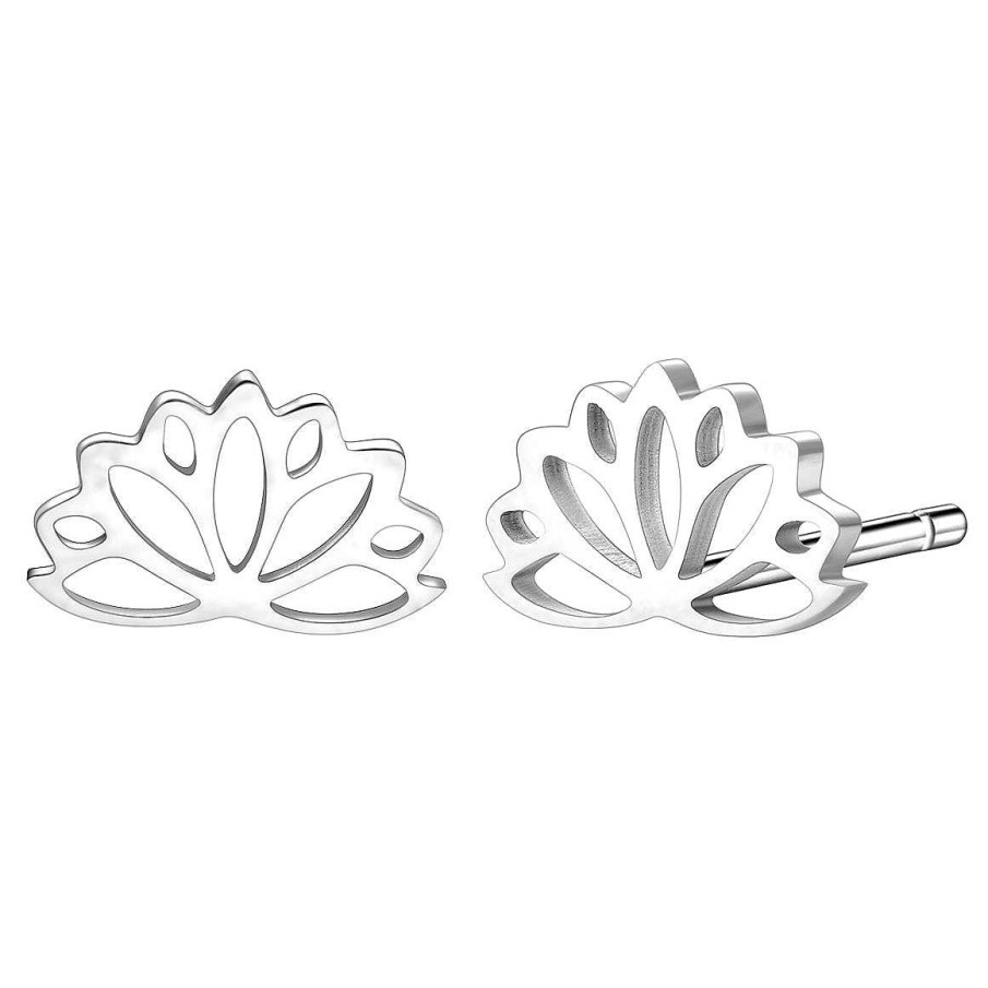 Ohrringe Hey Happiness | Lotus Ohrstecker Silberfarbe Silver