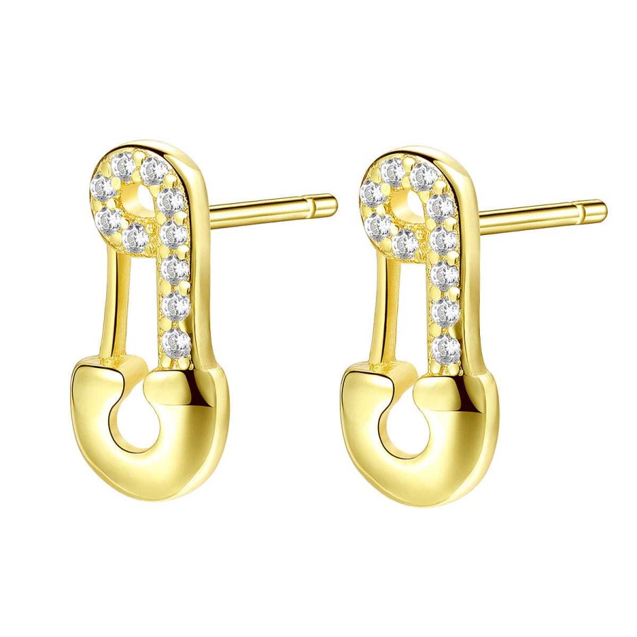 Ohrringe Hey Happiness | Sicherheitsnadel Ohrstecker Sterlingsilber In Gold