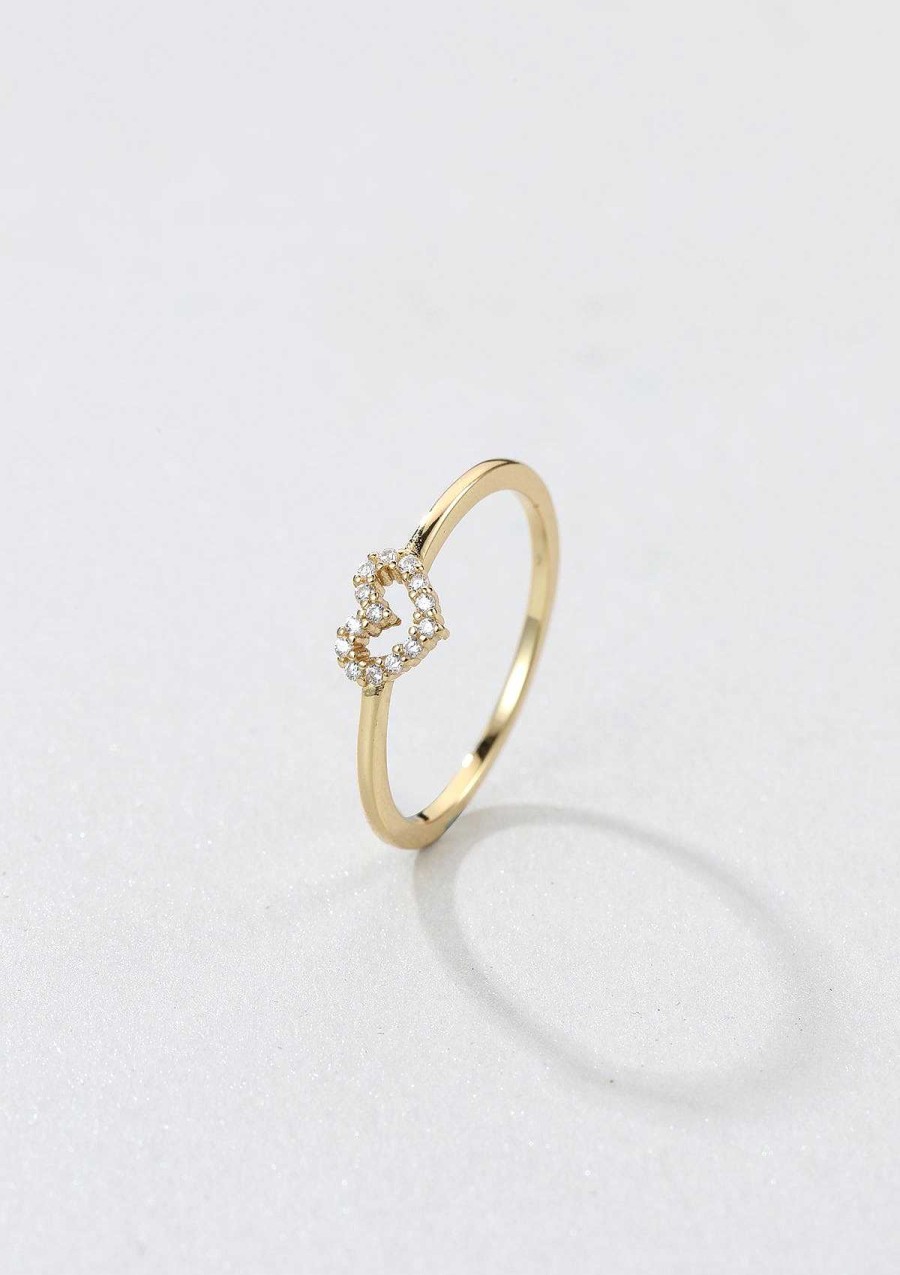 Ringe Hey Happiness | Funkelnder Herz Ring Ver Eter Sterlingsilber Gold