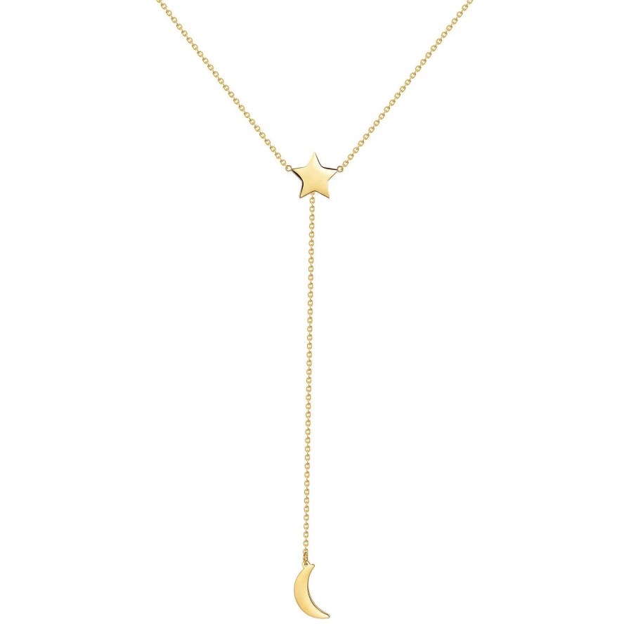 Ketten Hey Happiness | Stern Und Mond Y Kette Lasso In Farbe Gold