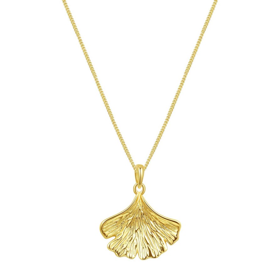 Ketten Hey Happiness | Ginkgoblatt Kette Sterlingsilber In Gold