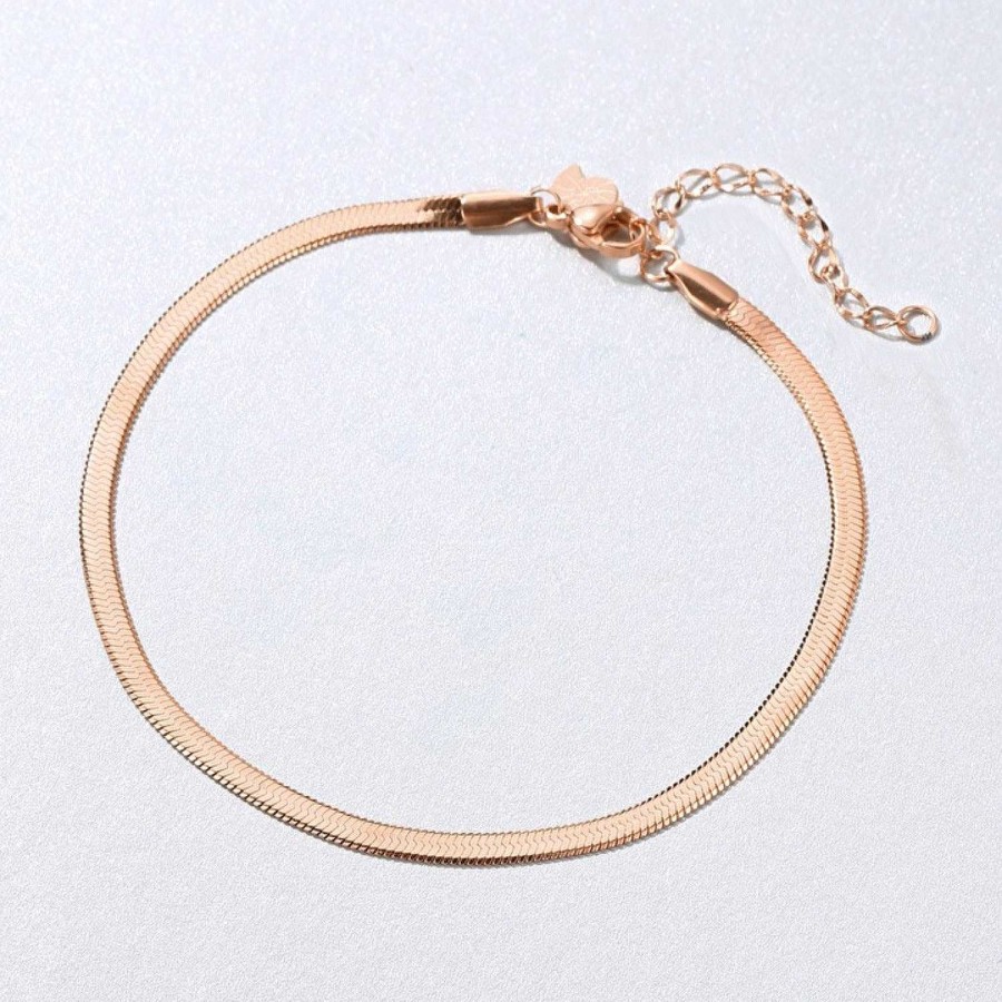 Fu Kettchen Hey Happiness | Fu Kette Mit Schlangenkette-Design In Rosegold Rose Gold