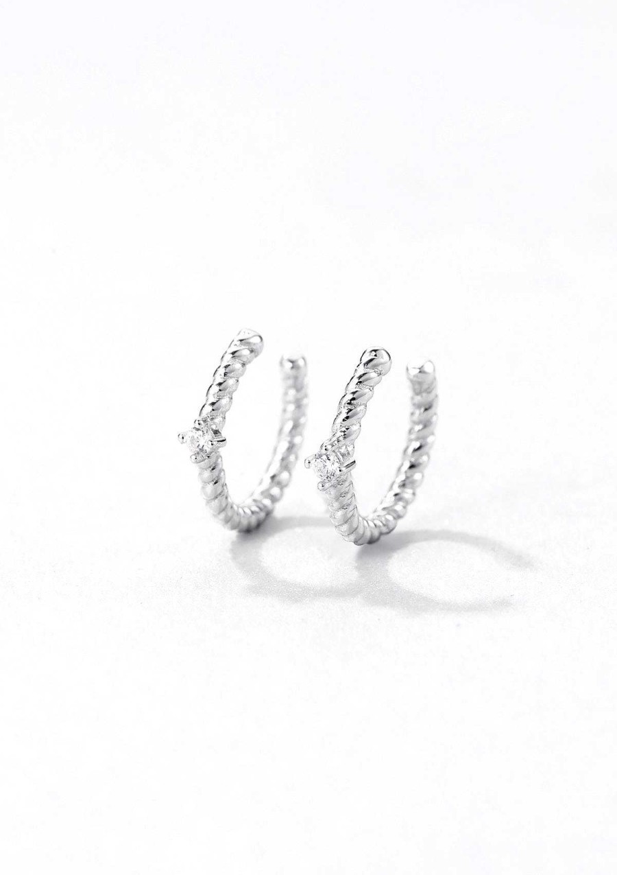 Ohrringe Hey Happiness | Zirkonia Ear Cuff Kordeldesign Sterlingsilber Silver