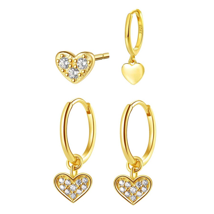 Layering Schmuck Hey Happiness | Sweetheart Ohrringe Set Sterlingsilber Gold