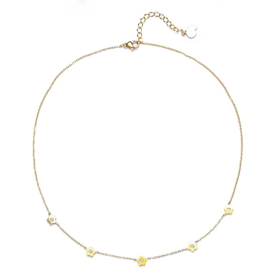 Ketten Hey Happiness | Zierliche Blume Charm Kette In Gold