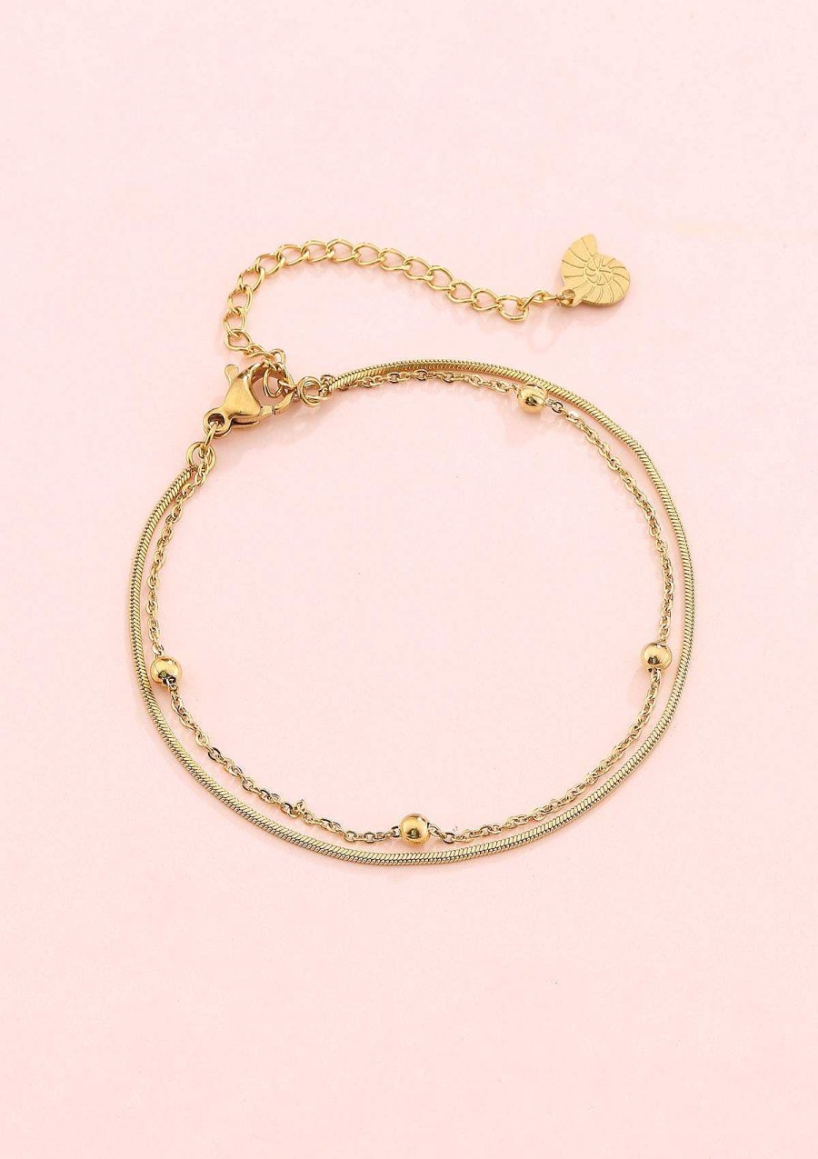 Armb Nder Hey Happiness | Mehrreihiges Armband K Gelchen Gold