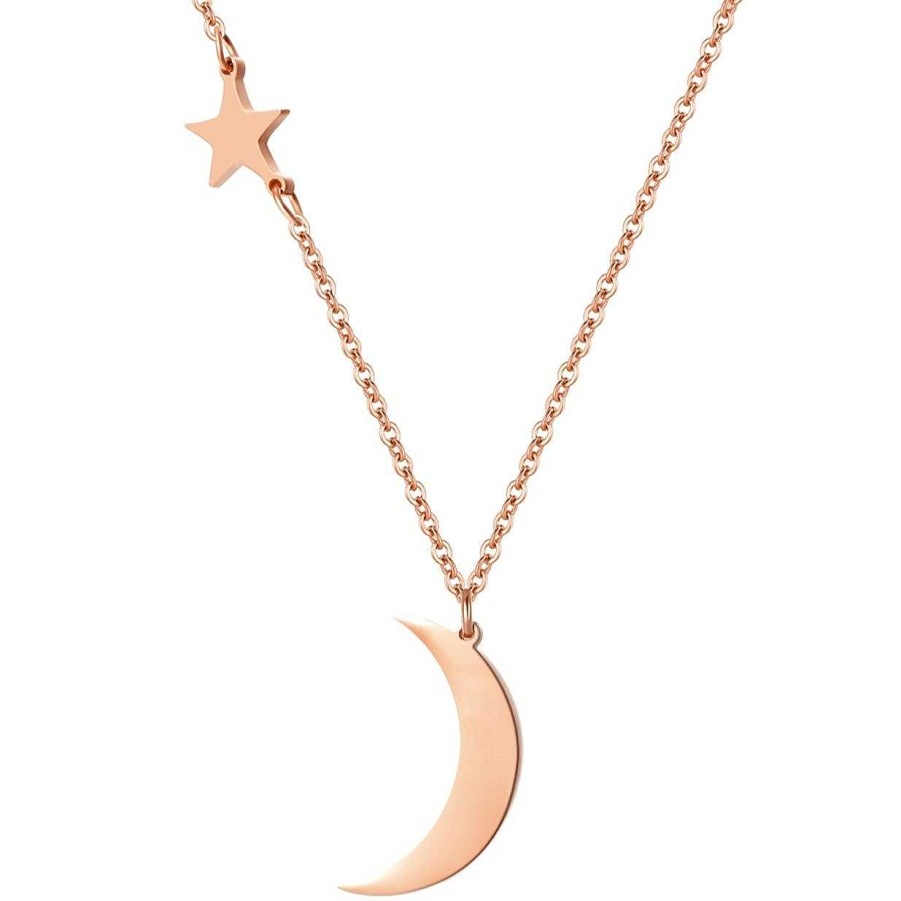 Ketten Hey Happiness | Mond Und Stern Kette In Rosegold Rose Gold