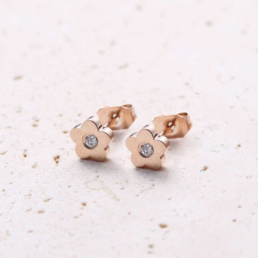 Ohrringe Hey Happiness | Zierliche Blume Ohrstecker In Rosegold Rose Gold