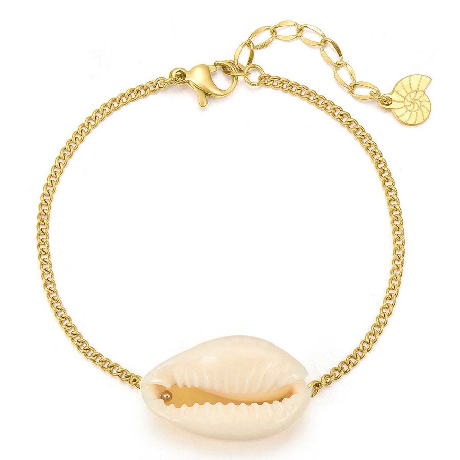 Armb Nder Hey Happiness | Muschel Armband Farbe Gold