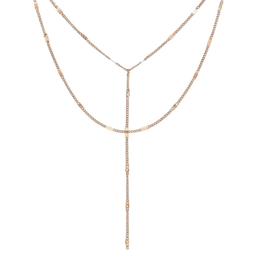 Ketten Hey Happiness | Y Layered Necklace Rose Gold