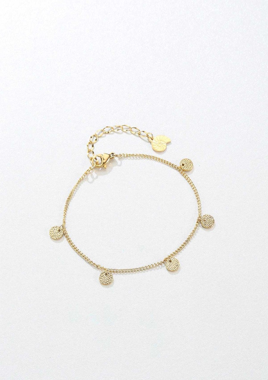 Armb Nder Hey Happiness | Armband Strukturierte Pl Ttchen Anh Nger In Gold