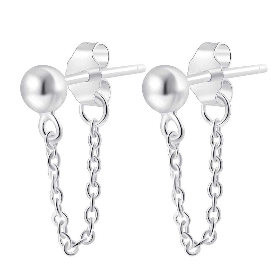 Ohrringe Hey Happiness | Klassische Kette-Ohrstecker Aus Sterlingsilber Silver