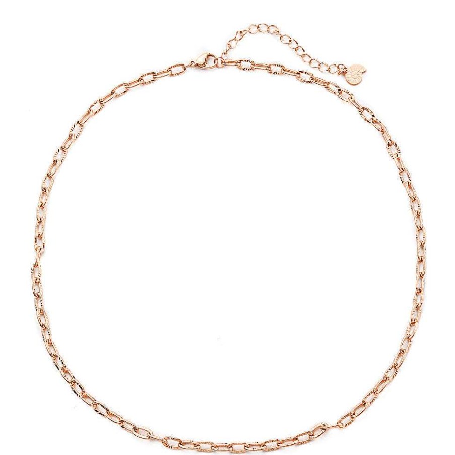 Ketten Hey Happiness | Strukturierte Gliederkette In Rosegold Rose Gold