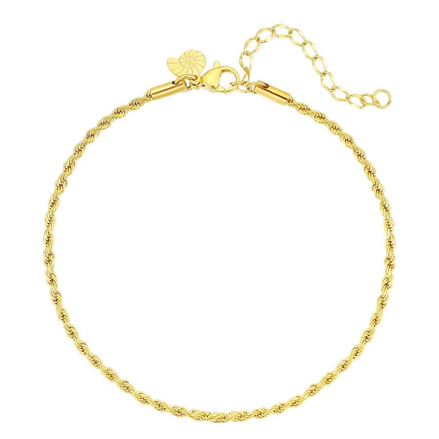 Fu Kettchen Hey Happiness | Fu Kette Mit Kordelkette-Design In Gold