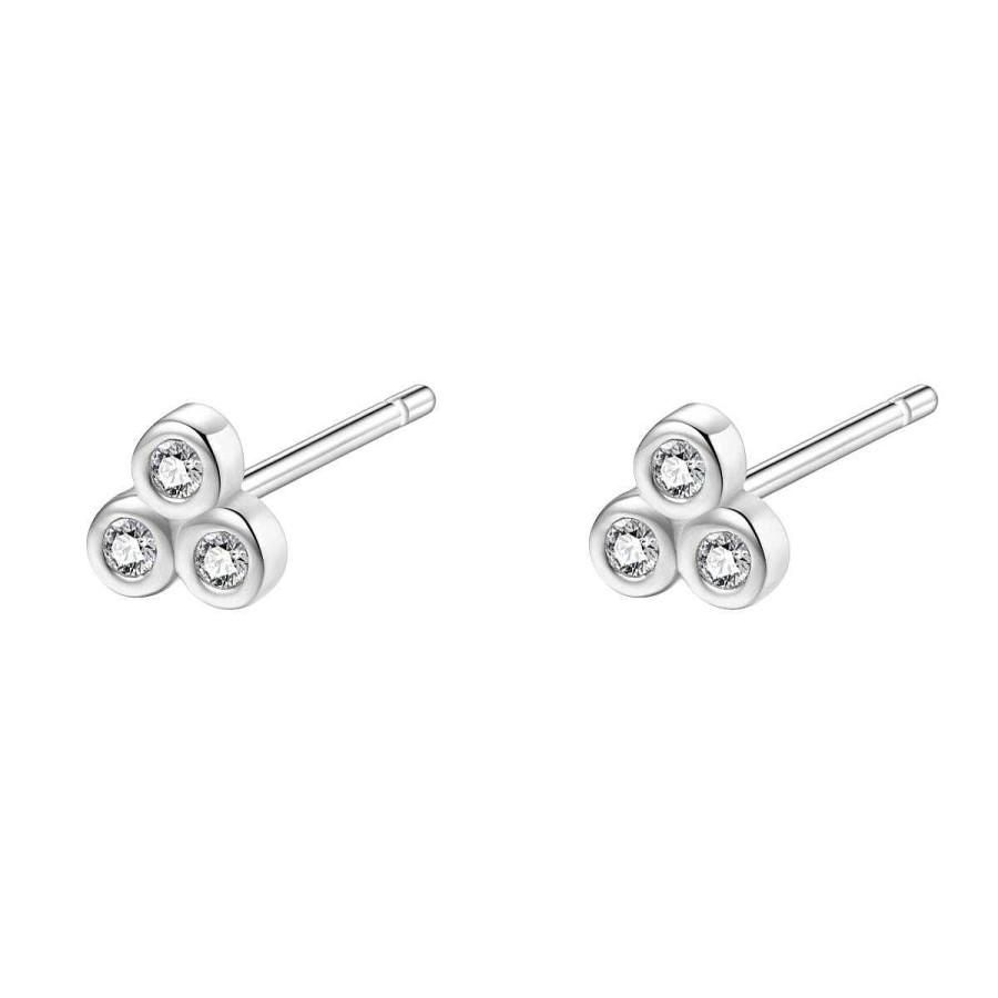 Ohrringe Hey Happiness | Wei E Triad Ohrstecker Aus Sterlingsilber Silver