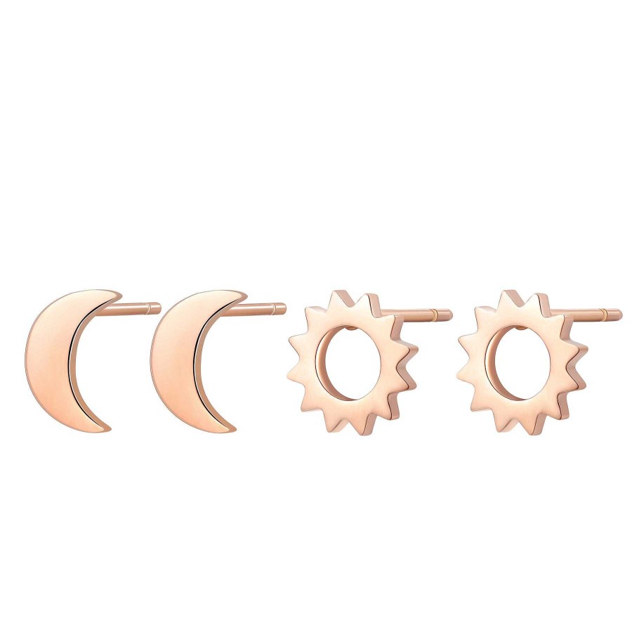 Ohrringe Hey Happiness | Sonne Mond Ohrstecker Set Rosegold Rose Gold