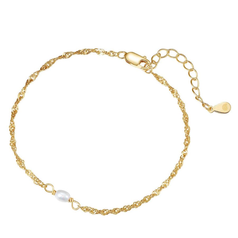 Armb Nder Hey Happiness | Armband Mit Perle Sterlingsilber In Farbe Gold