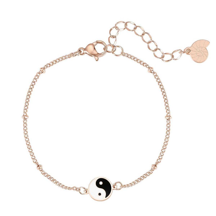 Armb Nder Hey Happiness | Yin Yang Armband Im Kugelkette-Design In Rosegold Rose Gold