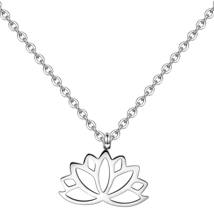 Ketten Hey Happiness | Lotus Kette Silberfarbe Silver