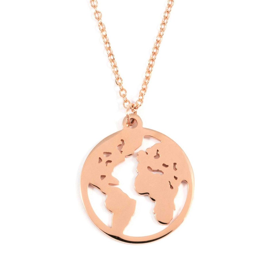 Ketten Hey Happiness | Weltkarte Kette In Rosegold Rose Gold