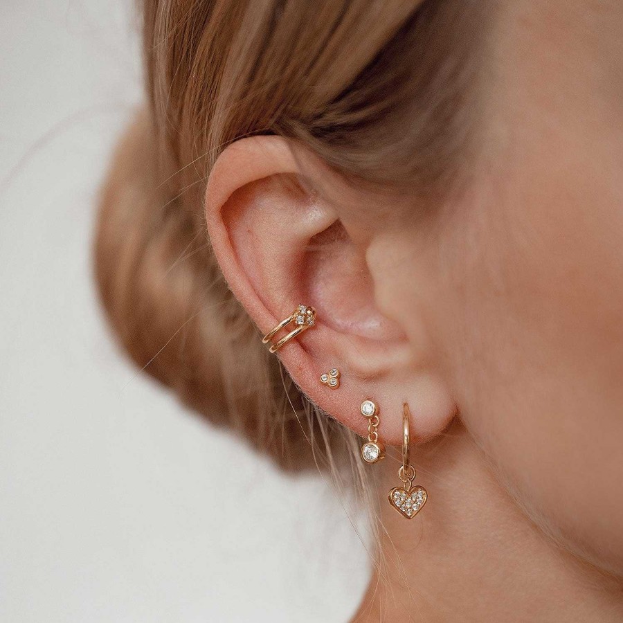 Ohrringe Hey Happiness | Drei Sterne Ear Cuff Sterlingsilber In Gold