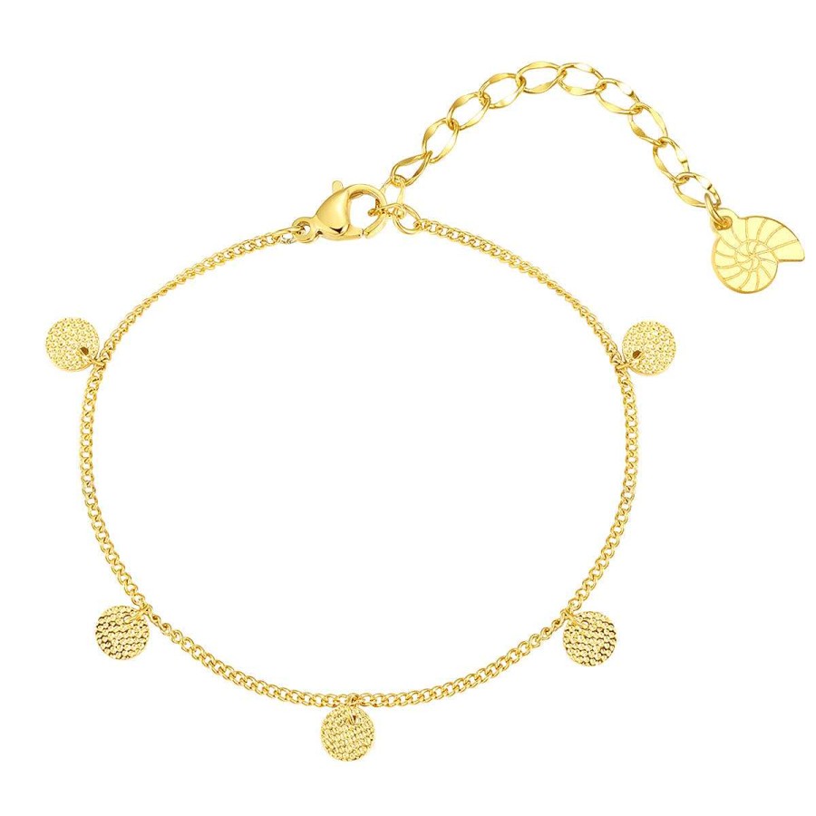 Armb Nder Hey Happiness | Armband Strukturierte Pl Ttchen Anh Nger In Gold