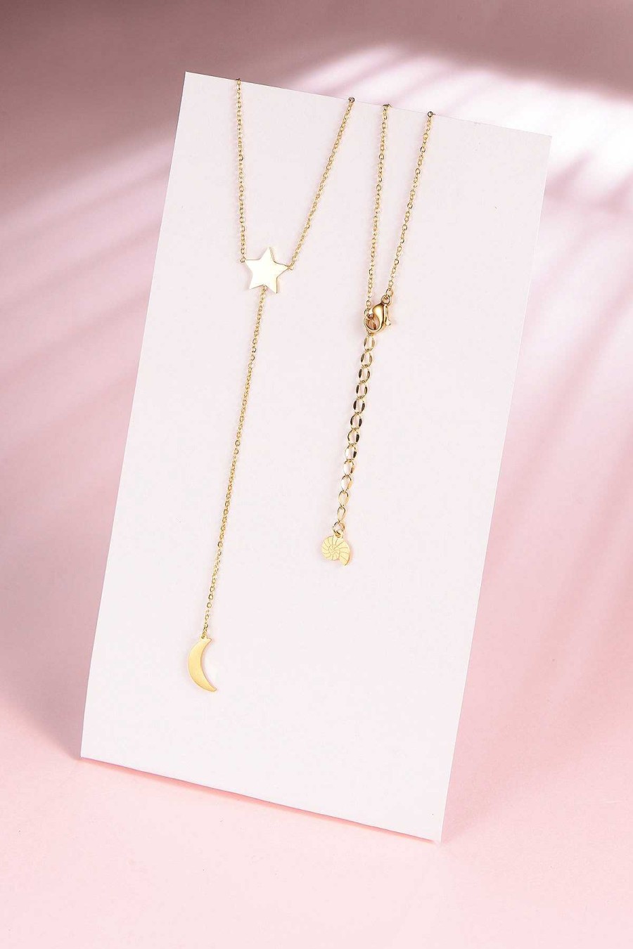 Ketten Hey Happiness | Stern Und Mond Y Kette Lasso In Farbe Gold