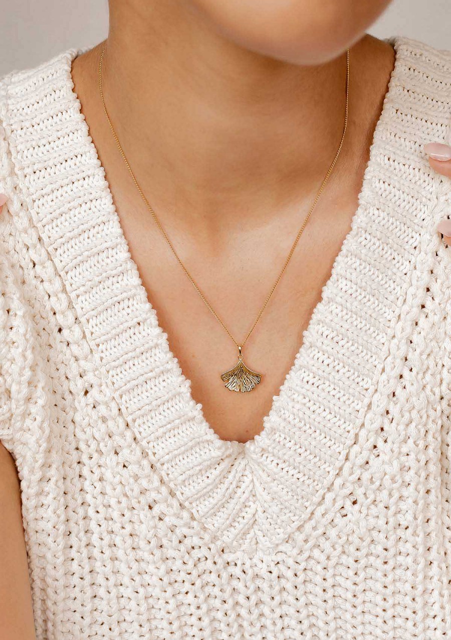 Ketten Hey Happiness | Ginkgoblatt Kette Sterlingsilber In Gold